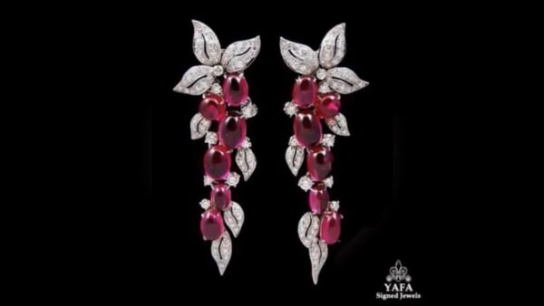 SILVERSE-925 EARRING WHITE GOLD PLATED WITH RUBY STONE