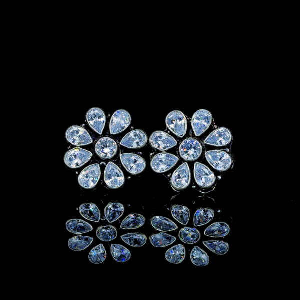 American Diamond FLower Oxidise Toe Rings