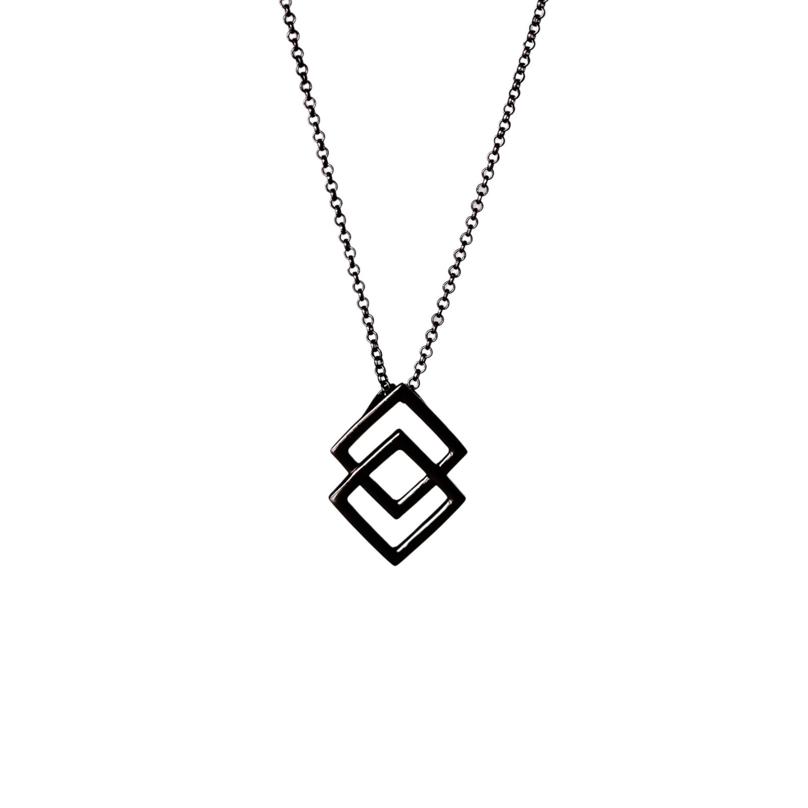 Silverse Men's Double Square 925 Silver Pendant