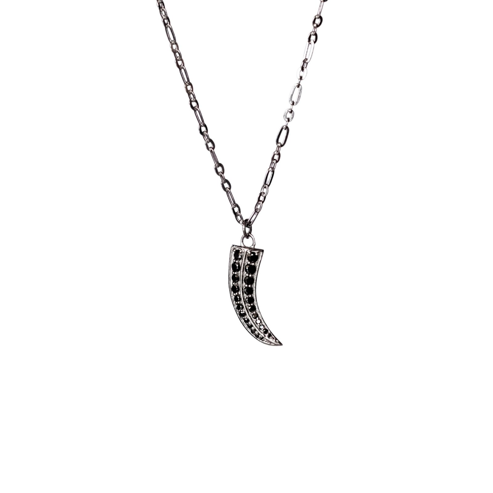 Silverse Men's Pavé Crescent 925 Silver Pendant